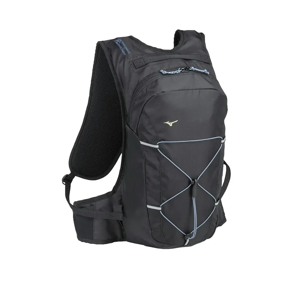 Plecak Mizuno 11L CR czarny dla kobiet 11-20 L, z kieszenią na tablet, z odblaskowym paskiem