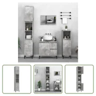 Szafki łazienkowe - The Living Store Szafka łazienkowa betonowa szara 30x30x190 cm materiał drewnopochodny - miniaturka - grafika 1