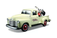 Samochody i pojazdy dla dzieci - Maisto, model kolekcjonerski Harley Davidson 1950 Chevrolet 3100 Pickup + 2001 Flsts Heritage Springer 1/24 - miniaturka - grafika 1