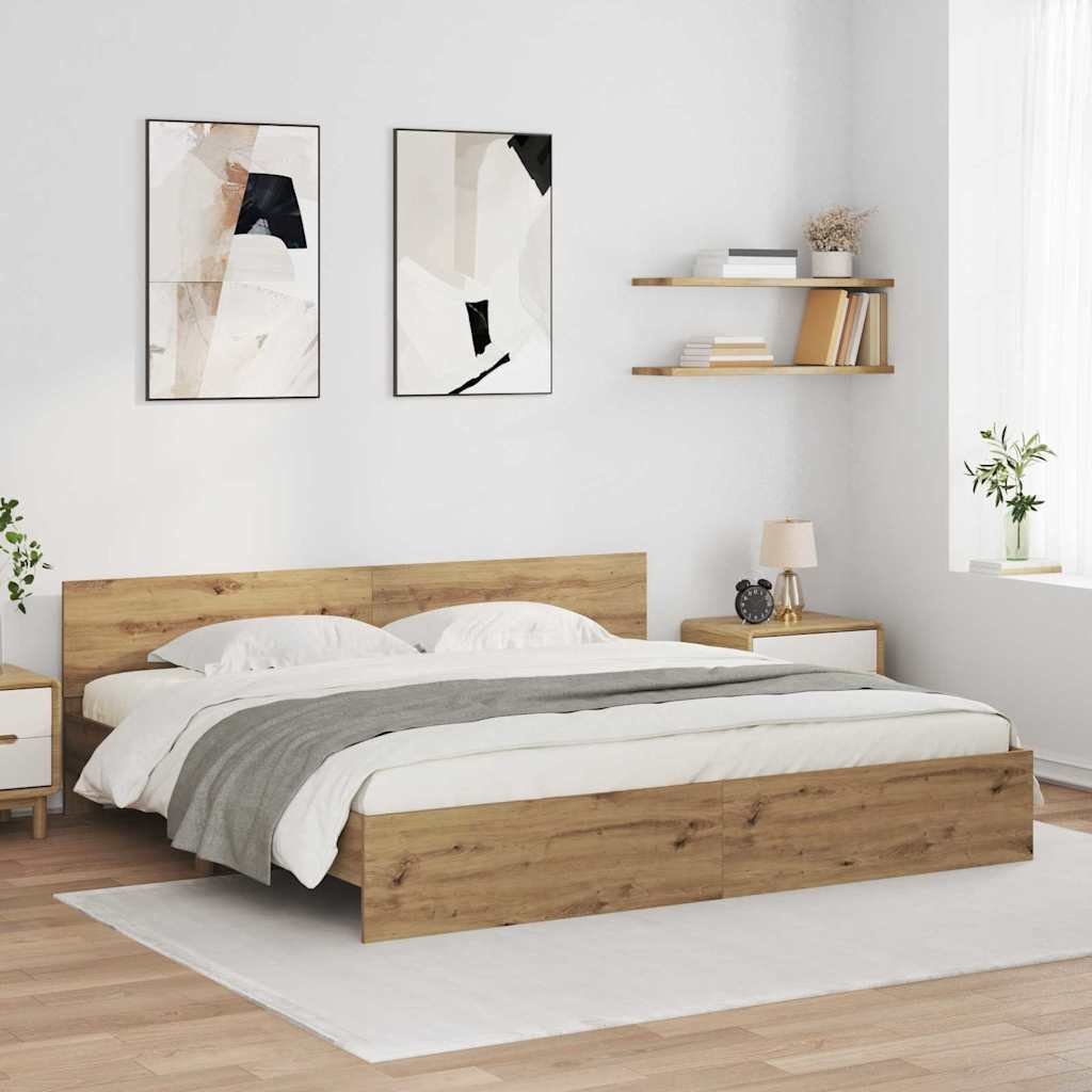 vidaXL vidaXL Ramka łóżka Ze LED Lights Dąb rzemieślniczy 180 x 200 cm