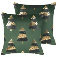 Poduszki dekoracyjne - 2 welurowe poduszki dekoracyjne w choinki 45 x 45 cm zielone GOLDSPRUCE - miniaturka - grafika 1