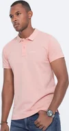 Koszulki męskie - Ombre Koszulka polo z dzianiny pique - jasnoróżowa V5 S1746 S - miniaturka - grafika 1