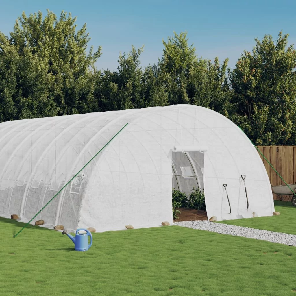 vidaXL Szklarnia ze stalową ramą, biała, 120 m², 20x6x2,85 m