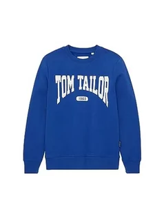Bluzy dla chłopców - TOM TAILOR Chłopięca bluza z napisem, 14531-shiny royal blue, 164, 14531-błyszczący królewski błękit, 164 - grafika 1
