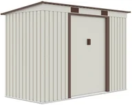 Altany ogrodowe - Szopa ogrodowa OREGON 261x121cm Beige, metalowa, z przesuwanymi drzwiami, kompaktowy magazyn na sprzęt ogrodowy i narzędzia Hardmaister - miniaturka - grafika 1