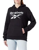 Bluzy damskie - Reebok Damska bluza polarowa z kapturem z dużym logo, czarna, XL, Czarny, XL - miniaturka - grafika 1