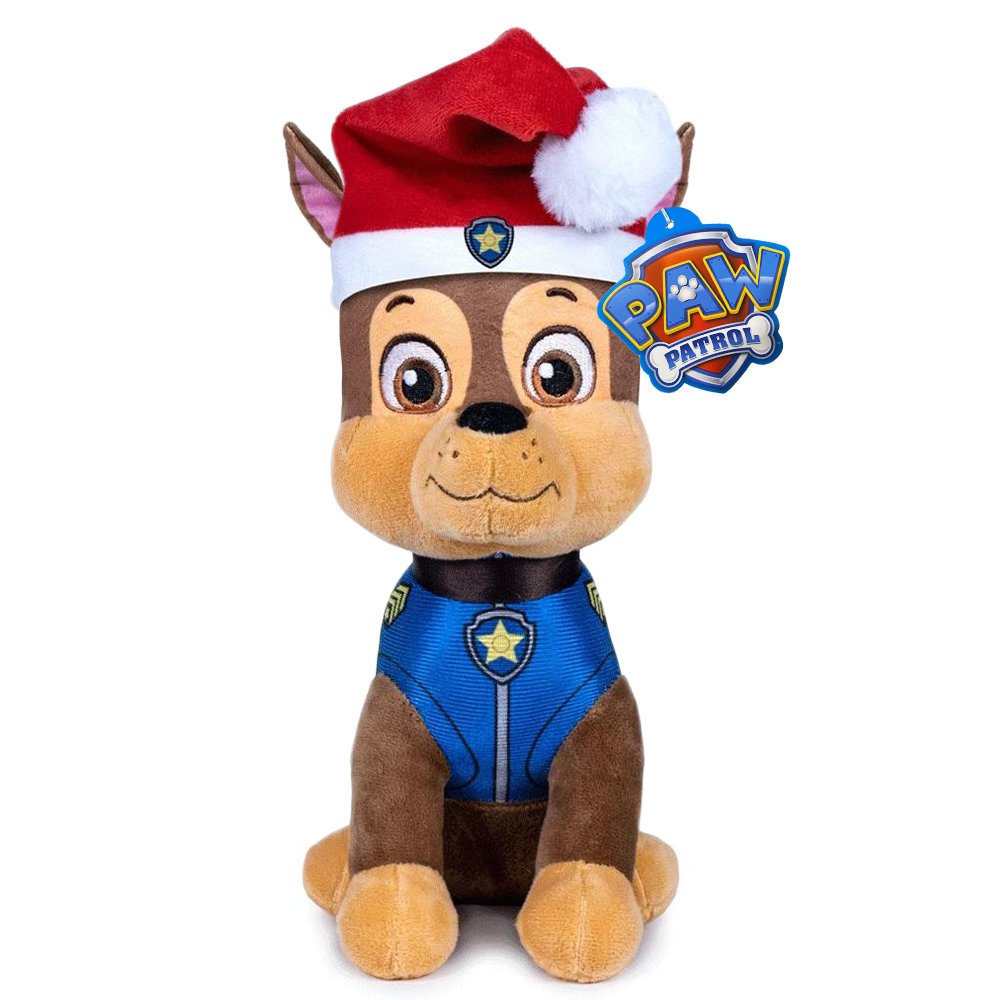 Psi Patrol Oryginalna Maskotka Świąteczny Chase 27 cm w Czapce Mikołaja