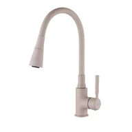 Baterie kuchenne - Invena Bateria zlewozmywakowa HULA PLUS TREND z ruchomą 2-funkcyjną wylewką beżowa - miniaturka - grafika 1