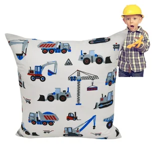 Poszewka Dziecięca 40x40 Bawełniana JAŚ Koparki Niebieskie Na Białym - Pościel dla dzieci Poszewka Dziecięca 40x40 Bawełniana JAŚ Koparki Niebieskie Na Białym - Pościel dla dzieci - miniaturka - grafika 1