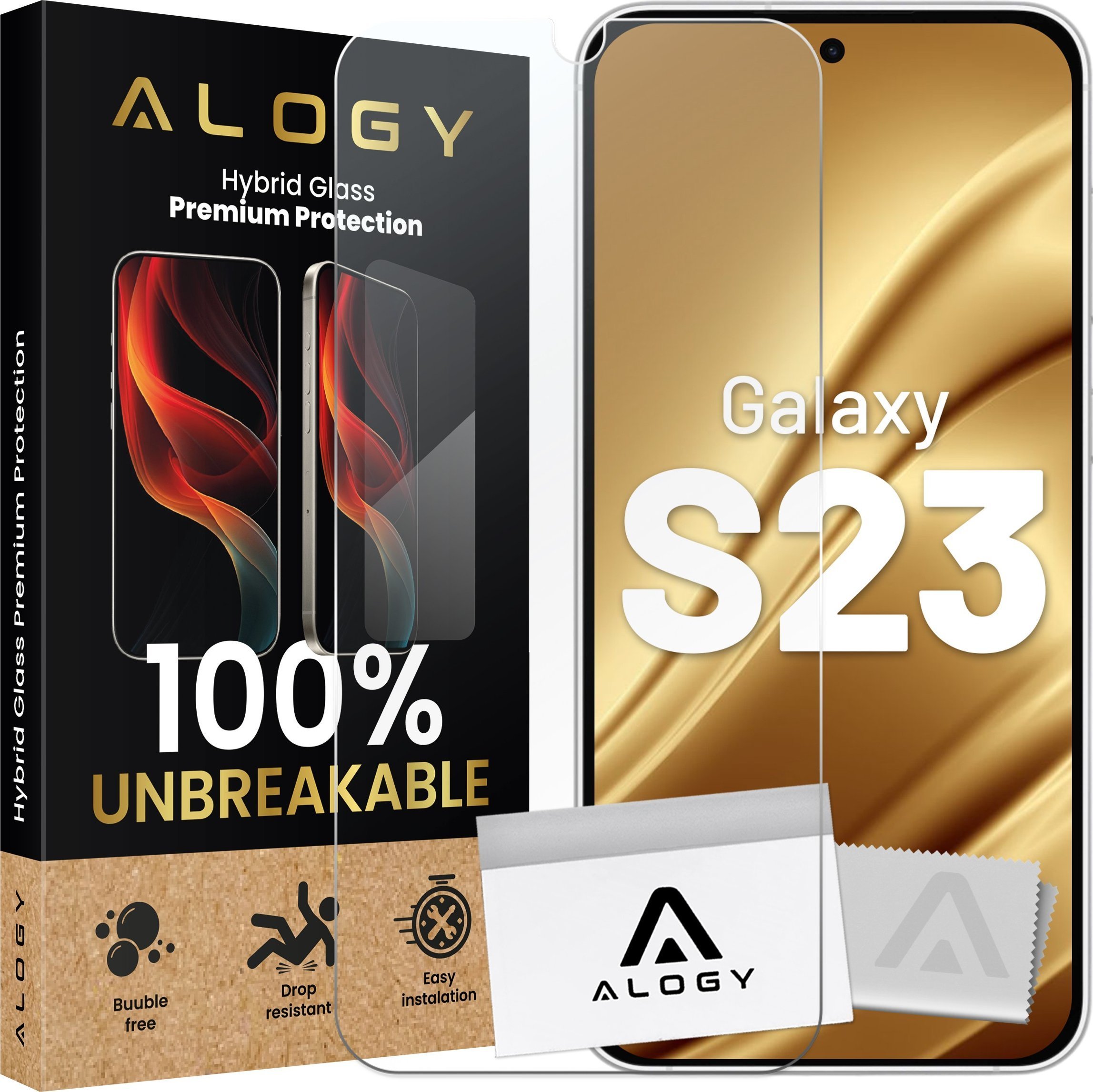 Alogy Szkło hybrydowe do Samsung Galaxy S23 na ekran Alogy Flexi Glass 9H Case Friendly płaskie na ekran