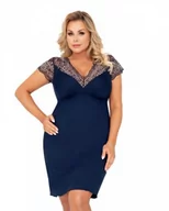 Piżamy damskie - Donna Greta granatowa plus size Koszula nocna - miniaturka - grafika 1