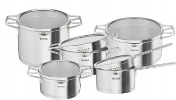 Zestaw garnków pokrywki Tefal Nordica indukcja stal 10el.