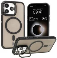 Etui i futerały do telefonów - Bizon Etui z podstawką i pierścieniem magnetycznym Case Eclipse do iPhone 13 Pro, przydymione z czarną ramką - miniaturka - grafika 1