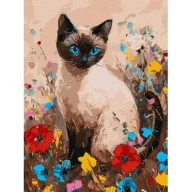Malowanie po numerach - Ideyka Malowanie po numerach - Kotka w kwiatach 30x40cm - miniaturka - grafika 1