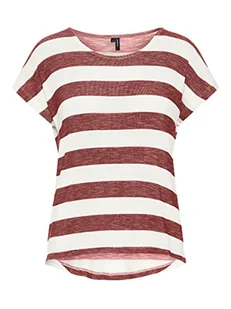 VERO MODA Damska koszulka Vmwide Stripe S/L Top Noos, czerwone i białe paski, XS, Czerwone i białe paski, XS - Koszulki i topy damskie - miniaturka - grafika 1