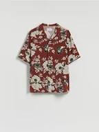 Koszule męskie - Reserved - Wzorzysta koszula comfort fit - karminowy - miniaturka - grafika 1