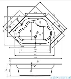 Riho Winnipeg wanna wielokątna 145x145cm z hydromasażem Bliss B010008005 - Wanny z hydromasażem Riho Winnipeg wanna wielokątna 145x145cm z hydromasażem Bliss B010008005 - Wanny z hydromasażem - miniaturka - grafika 3