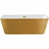 Wanny - Besco WA-170-VRZZ VARYA GLAM złota wanna wolnostojąca przyścienna maskownica syfonu z przelewem złota 170 x 80 - miniaturka - grafika 1