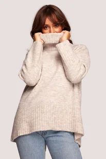 Obszerny Sweter z Golfem - Kość Słoniowa - Swetry damskie - miniaturka - grafika 1