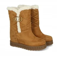 Botki damskie - Botki Guess Hadera FL8HDR ESU11 brązowe z futerkiem rozmiar 40 - miniaturka - grafika 1