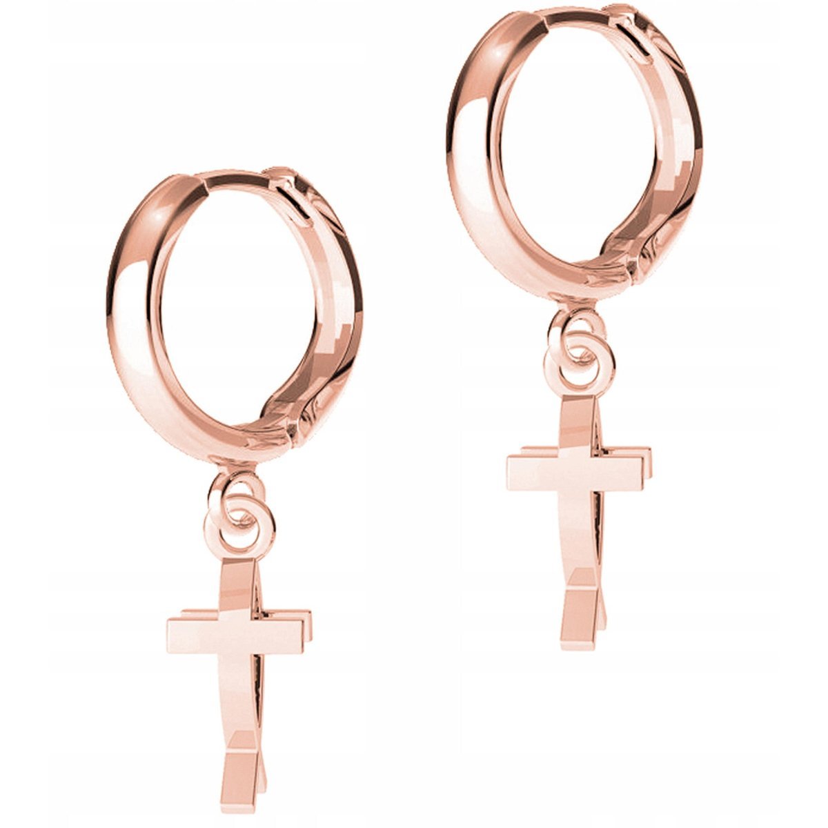 Kolczyki Pozłacane Krzyże Rybki Cross Krzyżyki Ryby Krzyż SREBRO 925