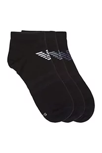 Emporio Armani Męskie skarpety do sneakersów na co dzień, 3-pak, Czarny/czarny/czarny, Small - Skarpetki damskie - miniaturka - grafika 1