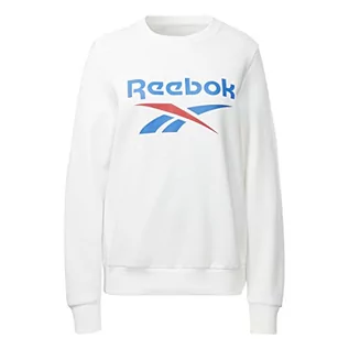 Bluzy damskie - Reebok Damska bluza polarowa z dużym logo, biała, 2XL, biały, XXL - grafika 1