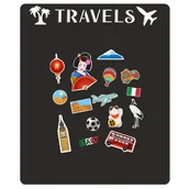 Magnesy - Czarna Tablica magnetyczna samoprzylepna na ścianę magnesy z podróży 58x70 - miniaturka - grafika 1