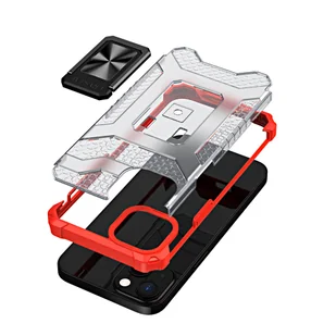 Crystal Ring Case pancerne hybrydowe etui pokrowiec + magnetyczny uchwyt iPhone 13 mini czerwony - Etui i futerały do telefonów - miniaturka - grafika 6