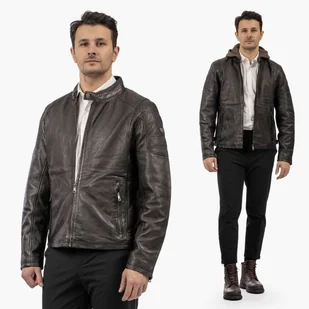 Kurtka Męska Mauritius Pilotka Skóra Naturalna z kapturem Ciemny Brąz L Brązowy - Kurtki męskie Kurtka Męska Mauritius Pilotka Skóra Naturalna z kapturem Ciemny Brąz L Brązowy - Kurtki męskie - miniaturka - grafika 1