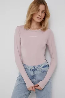 Koszulki i topy damskie - Calvin Klein Jeans Jeans Longsleeve damski kolor różowy - grafika 1