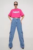 Koszulki sportowe damskie - MSGM t-shirt bawełniany damski kolor różowy - miniaturka - grafika 1