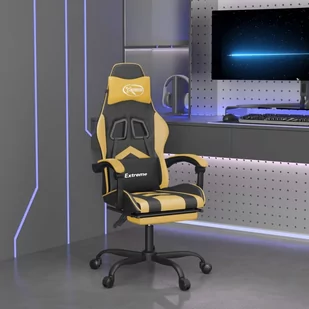 Lumarko Obrotowy fotel gamingowy z podnóżkiem, czarno-złoty - Fotele gamingowe - miniaturka - grafika 1
