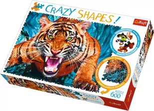 Trefl Puzzle 600 Crazy Shapes Oko w oko z tygrysem - Puzzle - miniaturka - grafika 1