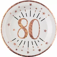 Dekoracje i nakrycia stołu na imprezę - Talerzyki na osiemdziesiąte urodziny Sparkling różowe złoto - 22,5 cm - 10 szt. - miniaturka - grafika 1