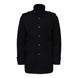 SELECTED HOMME BLACK Męski płaszcz Slhnoah W Coat B, Black/Pattern:twill, M - Płaszcze męskie - miniaturka - grafika 1