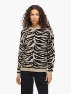 Swetry damskie - Vila Sweter "Vifema" w kolorze beżowo-czarnym - miniaturka - grafika 1