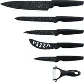 Obieraczki - 6-częściowy zestaw noży 5 noży 1 obieraczka Nóż do chleba Nóż szefa kuchni Nóż do rzeźbienia Nóż do chleba Czarny - miniaturka - grafika 1