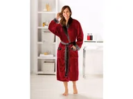 Szlafroki męskie - Gözze Płaszcz kąpielowy damski/męski, jedwabisty w dotyku, z szalowym kołnierzem, 2 kieszenie i pasek (S, Czerwony) - miniaturka - grafika 1