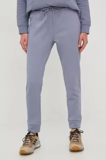 Spodnie damskie - Outhorn spodnie dresowe damskie kolor niebieski gładkie - grafika 1