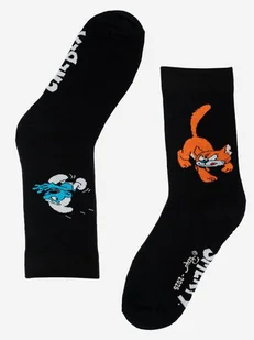 SKARPETKI BAWEŁNIANE MĘSKIE 41-46 Czarne Smerfy Klakier Chase uni - Skarpetki męskie - miniaturka - grafika 1