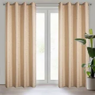 Zasłony - Zasłona gotowa na przelotkach Evi 140 x 250 cm beżowo-złoty - miniaturka - grafika 1