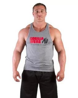 Koszulki sportowe męskie - Gorilla Wear Classic Fitness Tank Top – szary – Bodybuilding Sport czas wolny z nadrukiem logo, lekki i wygodny dla optymalnego ruchu z bawełny - grafika 1