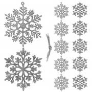 Bombki - Zawieszka choinkowa 12 szt. śnieżynka 10 cm świąteczna ozdoba srebrny brokat - miniaturka - grafika 1