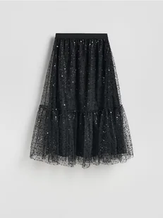 Reserved - Tiulowa spódnica z cekinami - czarny - Spódnice - miniaturka - grafika 1