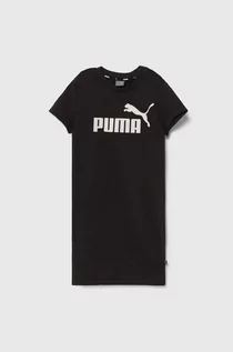 Sukienki i spódniczki dla dziewczynek - Puma sukienka dziecięca ESS+ Logo Dress TR G kolor czarny mini prosta - grafika 1