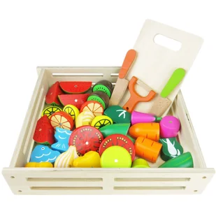 Drewniana deska Owoce Warzywa do krojenia Nożyk - Zabawki AGD - miniaturka - grafika 1