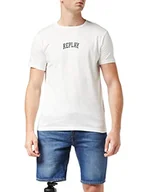 Koszulki męskie - Replay T-shirt męski, Biały (001 White), XS - miniaturka - grafika 1