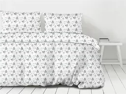 Greno Pościel bawełniana 160x200 Animals zwierzęta biała szara miętowa dziecięca Premium - Pościel dla dzieci - miniaturka - grafika 1