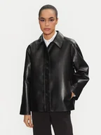 Kurtki damskie - Calvin Klein Kurtka skórzana K20K208337 Czarny Relaxed Fit - miniaturka - grafika 1